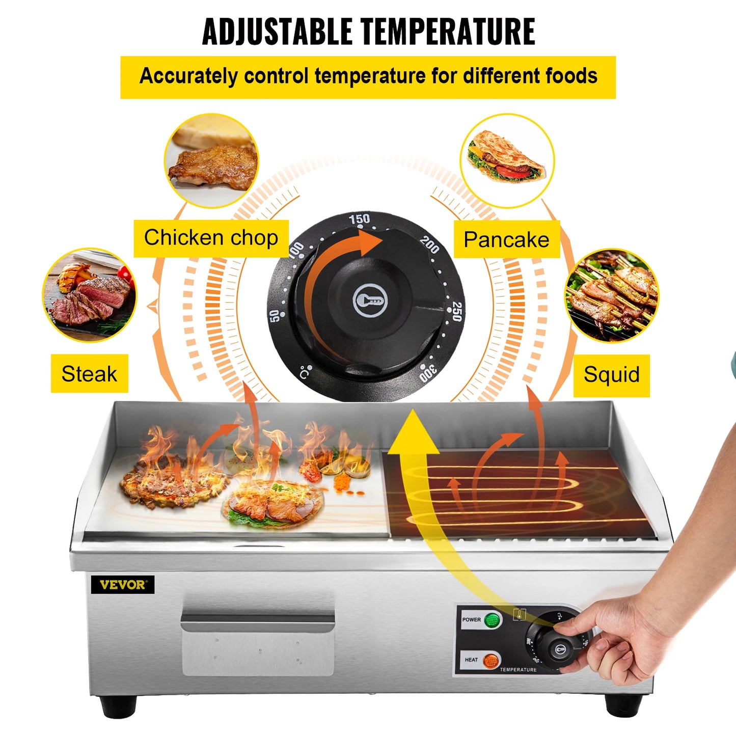 14"-22" Stainless Steel Flat Top Electric Griddle