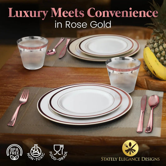 1200 Piece Rose Gold Dinnerware Set