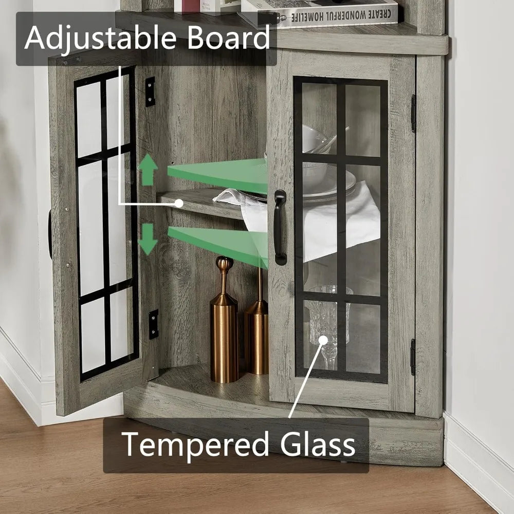 65" Tall Curved Corner Display Cabinet
