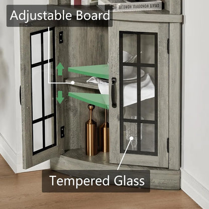 65" Tall Curved Corner Display Cabinet