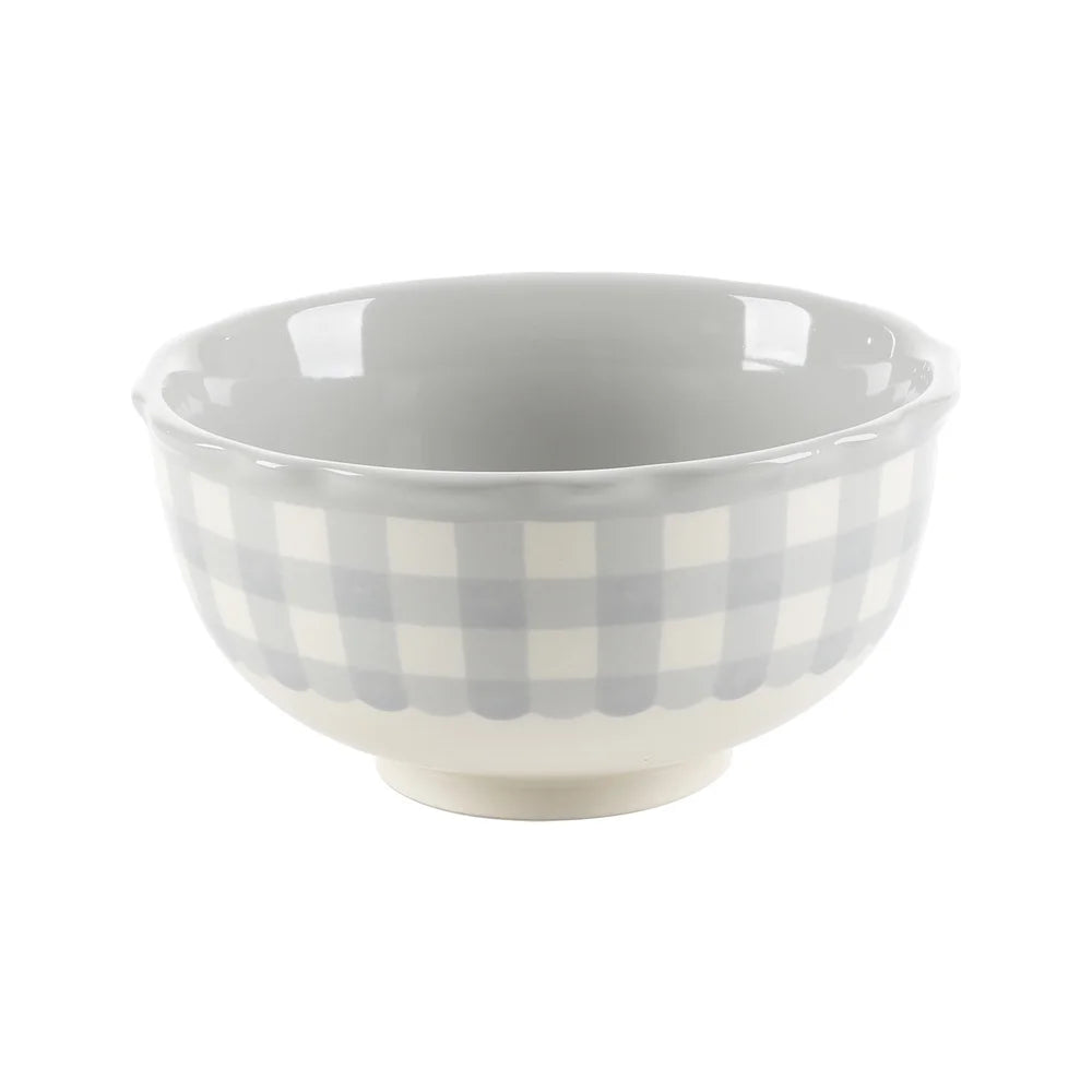 Gingham 12 Piece Dinnerware Set Ceramic Scalloped Edge