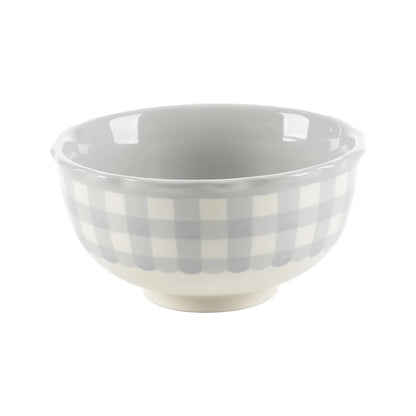 Gingham 12 Piece Dinnerware Set Ceramic Scalloped Edge