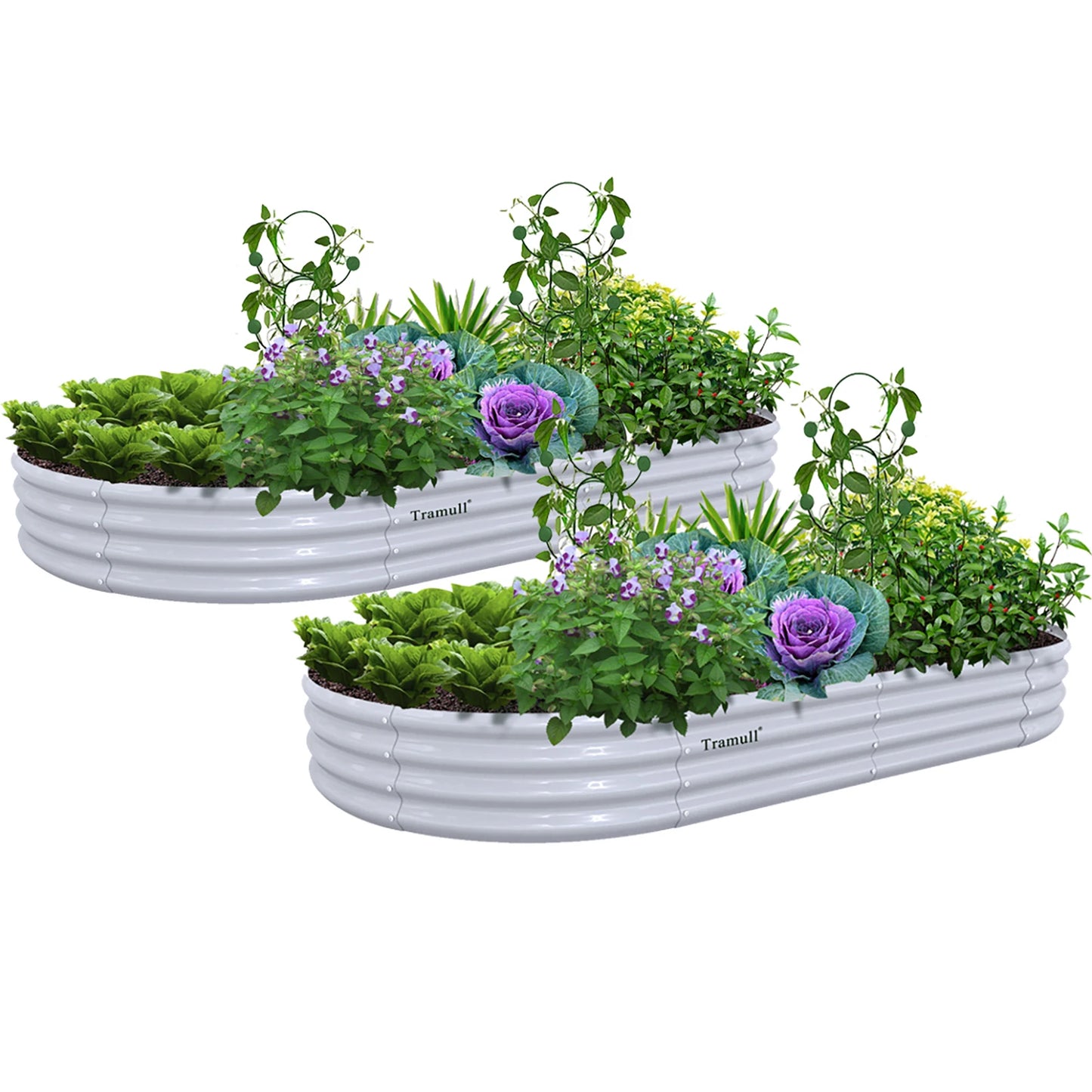 2 Pack 8x4x1FT Galvanized Raised Garden Bed, Outdoor Bottomless Planter Raised Beds for Vegetables Flowers Herbs, Easy Setup