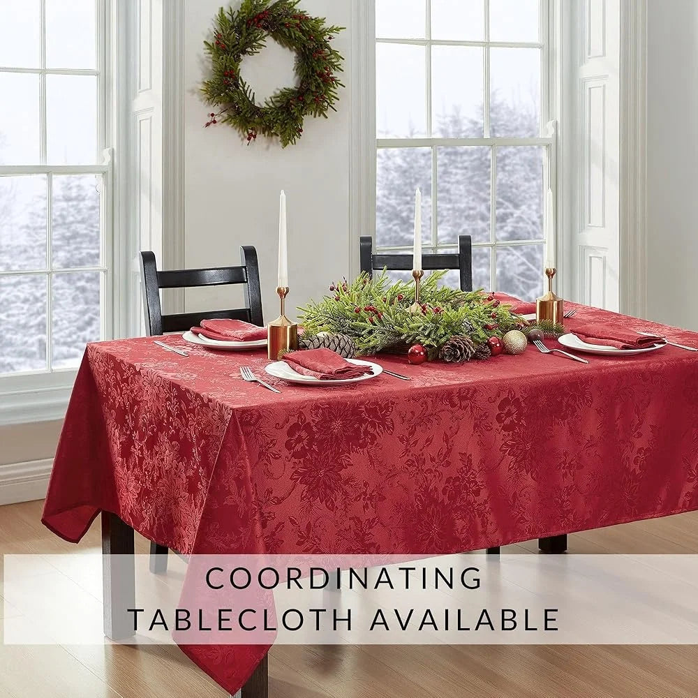 Set of 4 Elegant Poinsettia Christmas Placemats