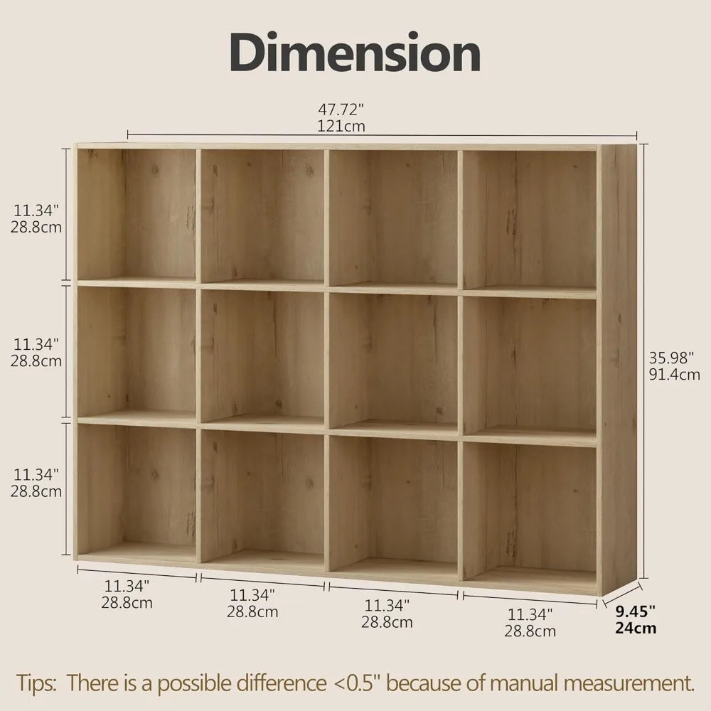 Wooden 12 Cube Storage Organizer, with Closed Back