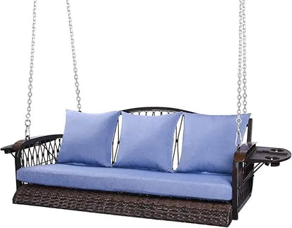 Heavy Duty 3-Seat Wicker Porch Swing