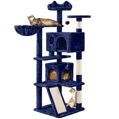 54 Inch Double Condo Cat Tree with Scratching Posts