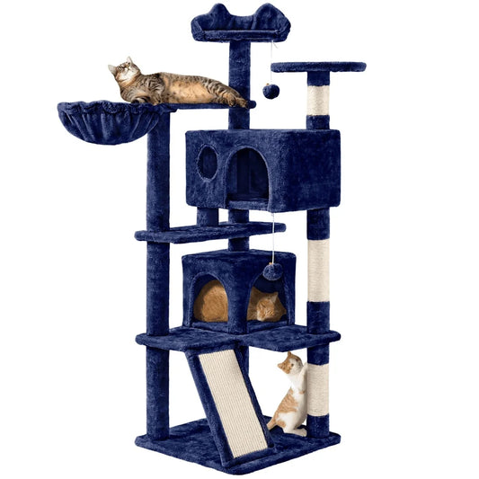 54 Inch Double Condo Cat Tree with Scratching Posts
