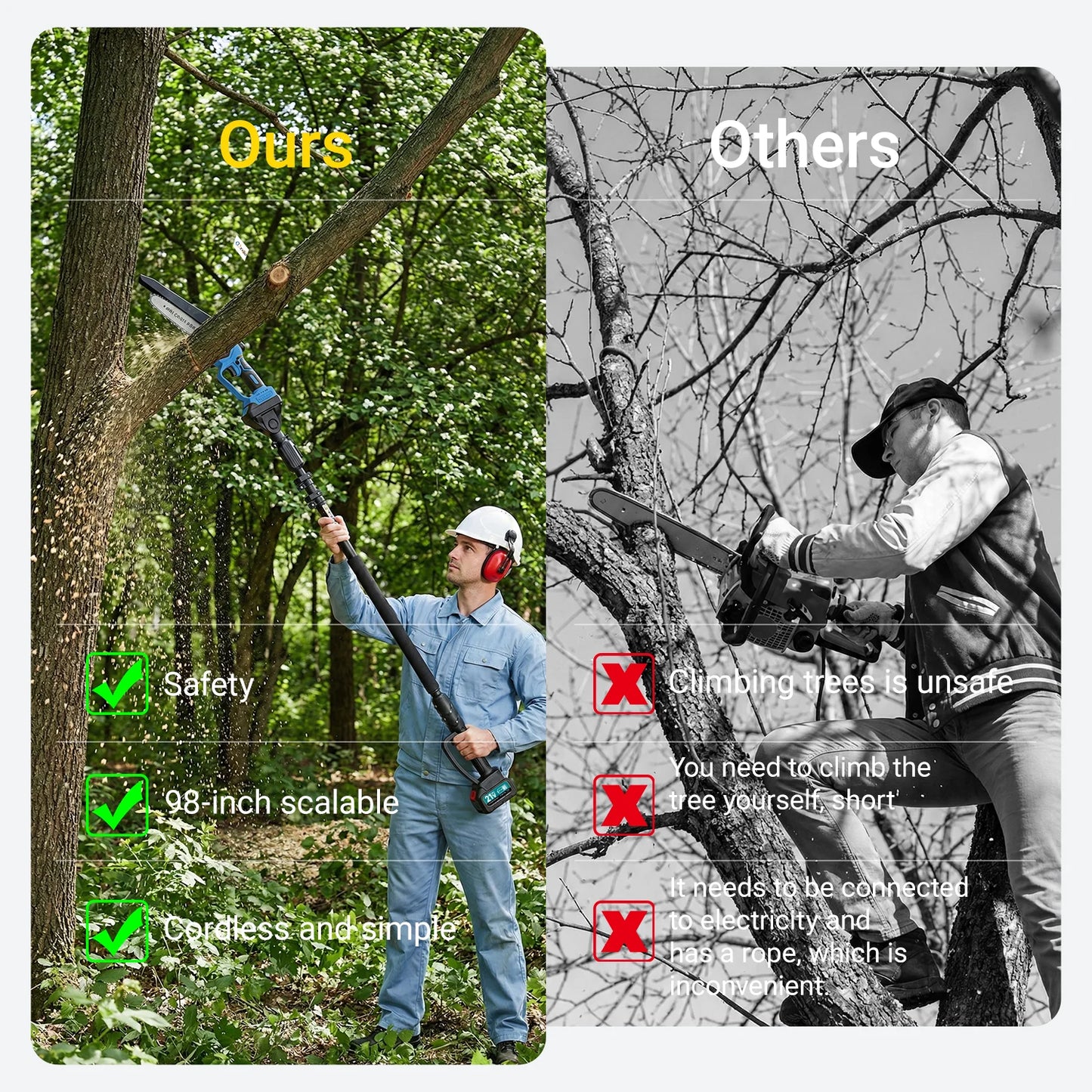 2-in-1 Cordless Pole Saw and Mini Chainsaw