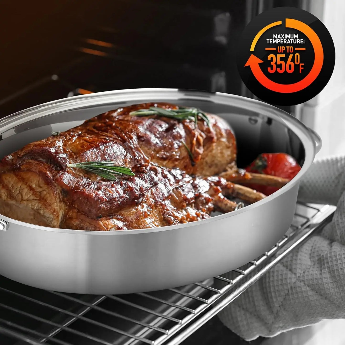 20" Oval Roasting Pan with Rack and Lid
