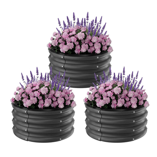 3 Round Galvanized Raised Garden Beds