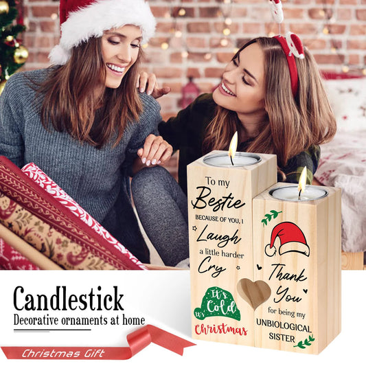 Wooden Christmas Candle Holders Home Decoration