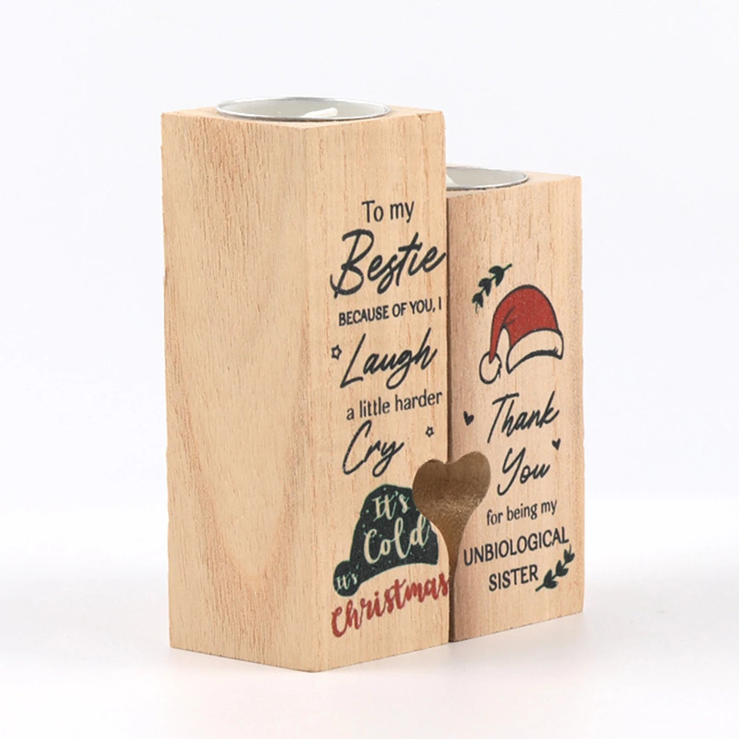 Wooden Christmas Candle Holders Home Decoration