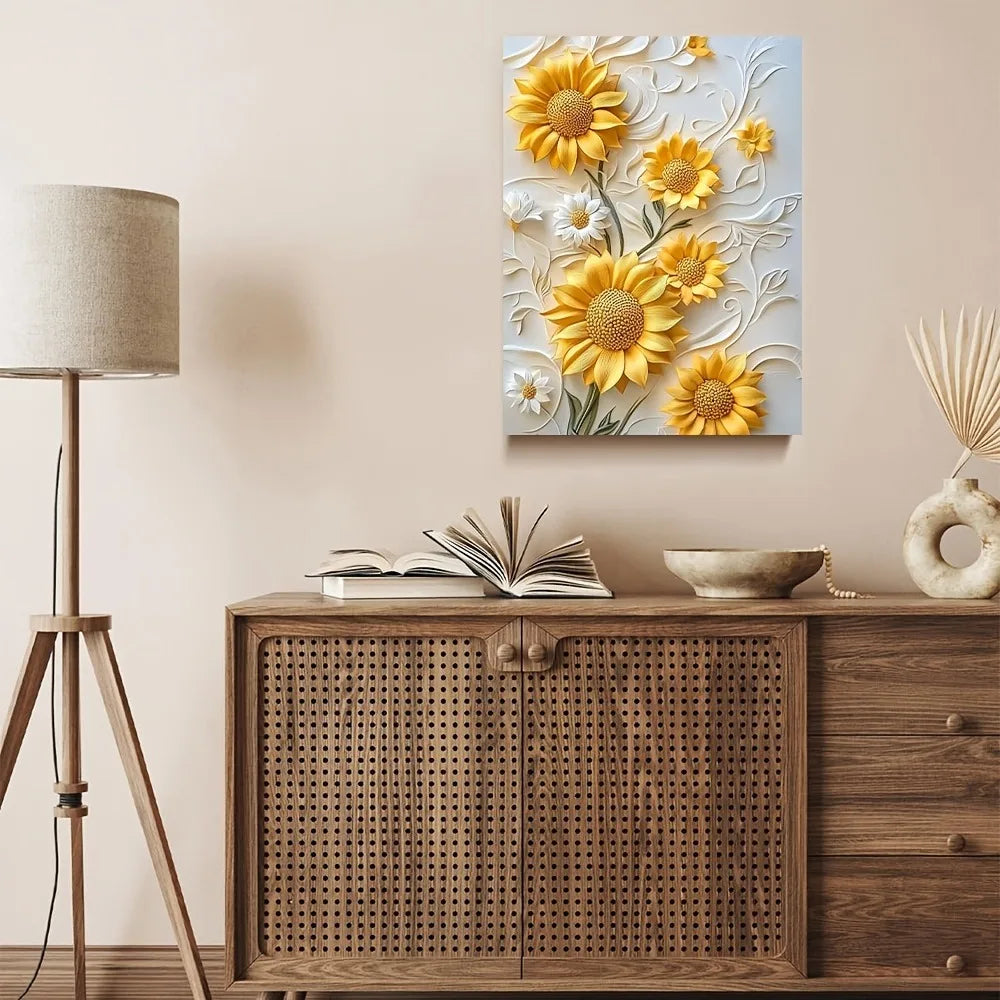 3D Relief Sunflower Canvas Art