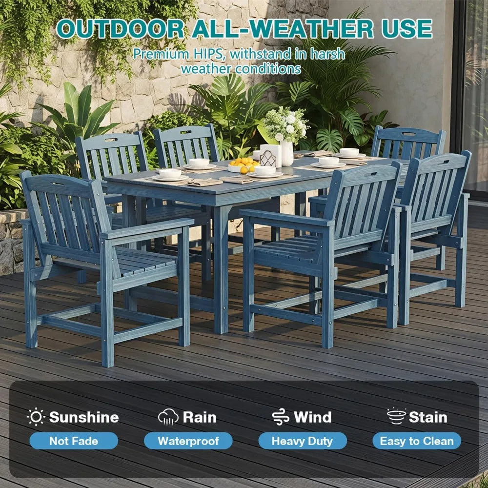 7Pc HIPS Patio Dining Set with Seating for Six