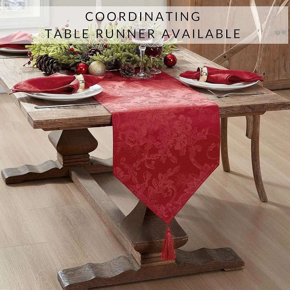 Set of 4 Elegant Poinsettia Christmas Placemats