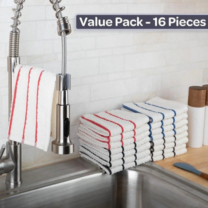 16-Pack Soft Absorbent Cotton Dish Cloths