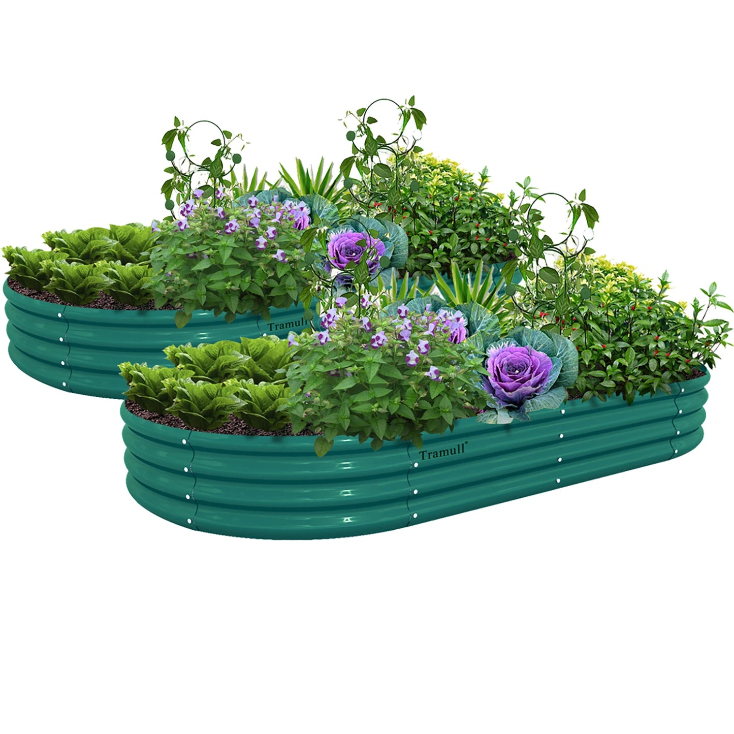 2 Pack 8x4x1FT Galvanized Raised Garden Bed, Outdoor Bottomless Planter Raised Beds for Vegetables Flowers Herbs, Easy Setup