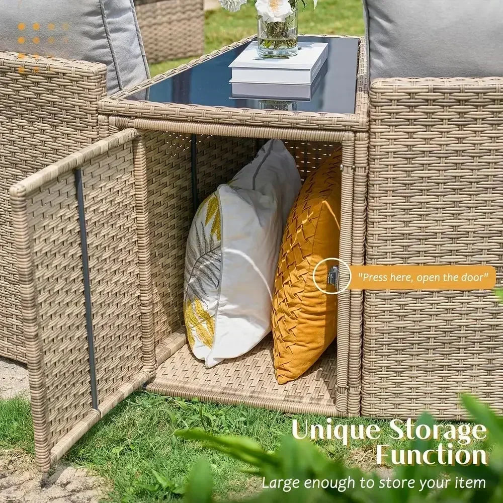 11-Piece Outdoor Wicker Sectional Sofa Set