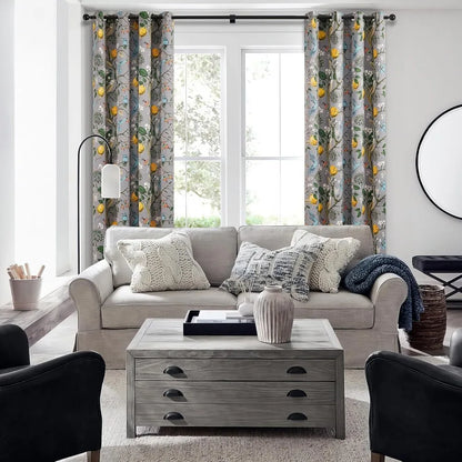 French Country Floral and Grey Blackout Curtains
