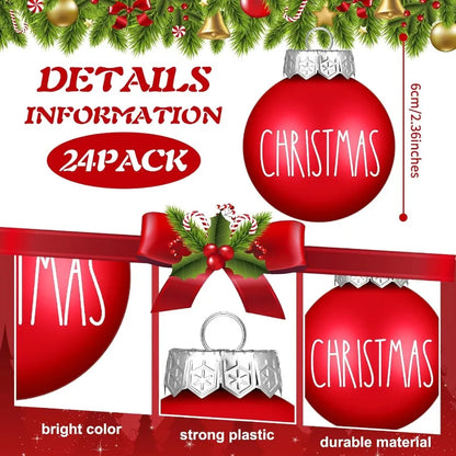 24 Pcs Merry Christmas Ornaments