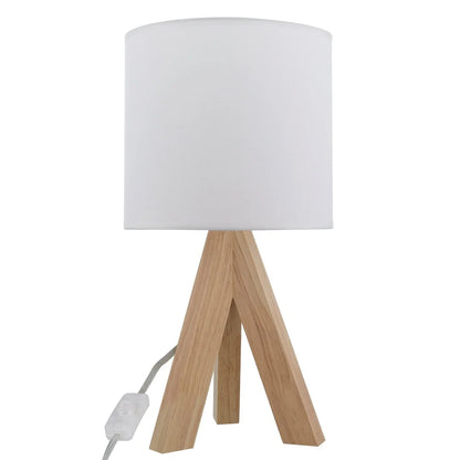 Tripod Oak Table Lamp with Shade