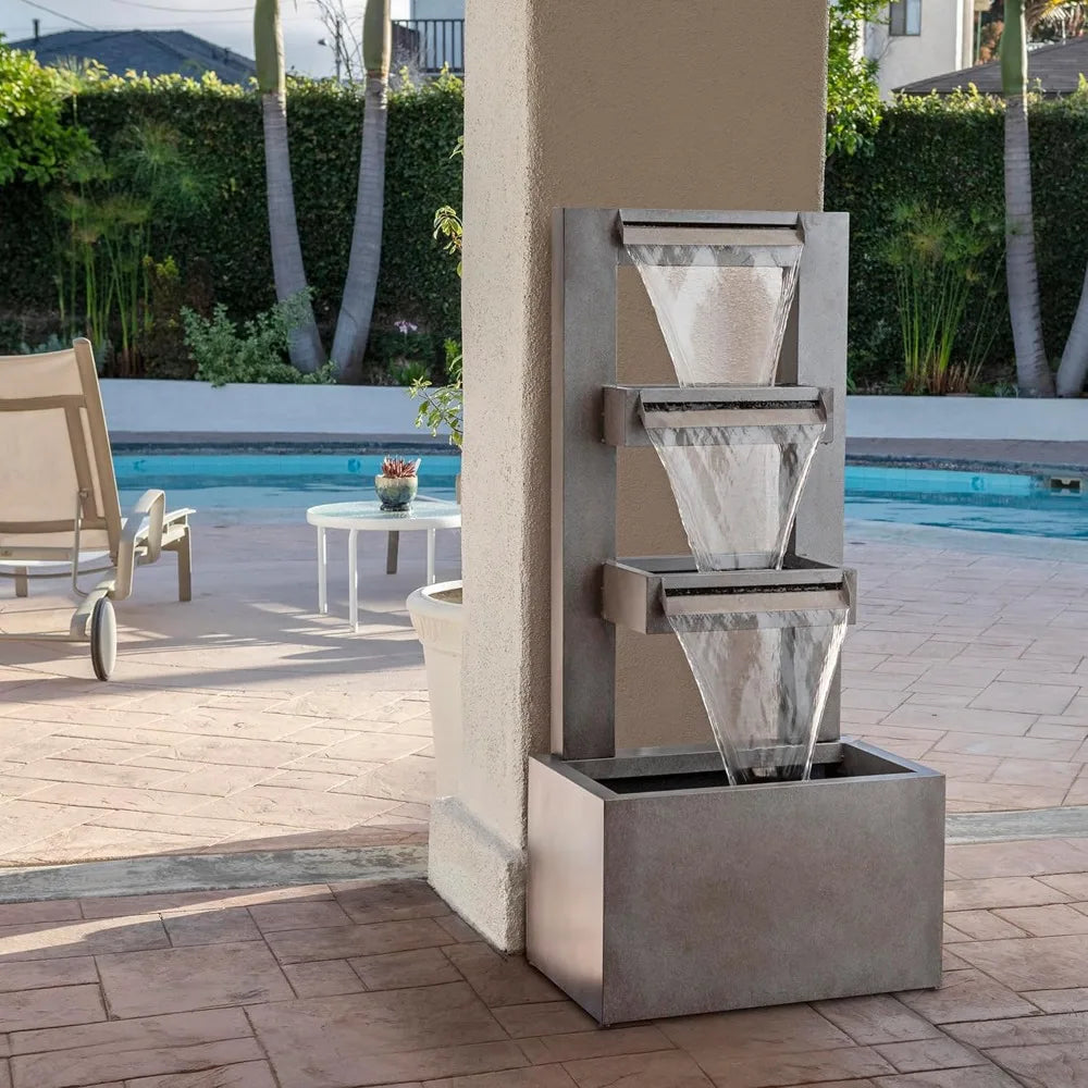 Outdoor Metal 3-Tier Waterfall Fountain