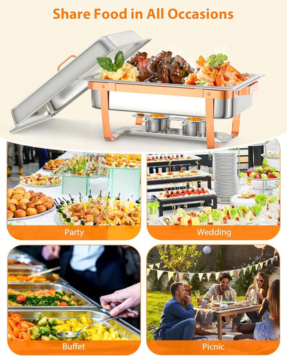 6 Pack-Chafing Dishes for Buffet Stainless Steel Chafers and Buffet Warmers Sets